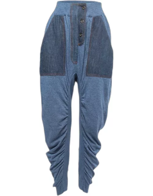 Stella McCartney Blue Knit Ruched High Waist Pants