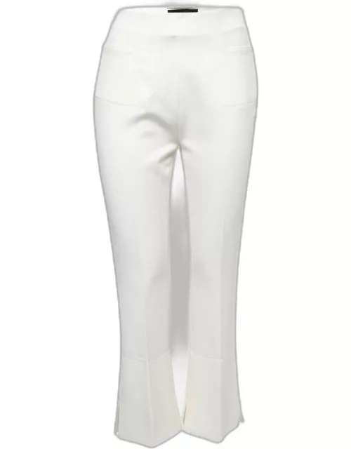 Roland Mouret White Crepe Flared Leg Trousers