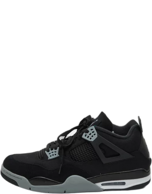 Air Jordans Black Canvas and Suede Jordan 4 Retro Sneaker