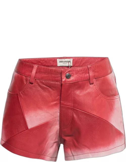 Zadig & Voltaire Red Ombre Leather Micro Shorts