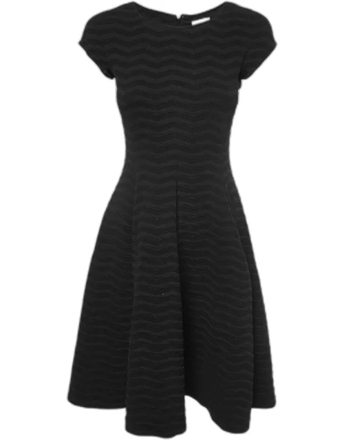 Armani Collezioni Black Patterned Knit Midi Dress