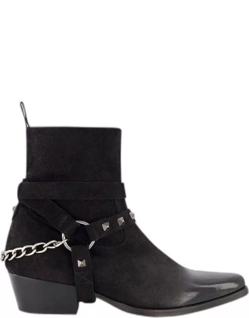 Men's Suede Harness Chain Boot