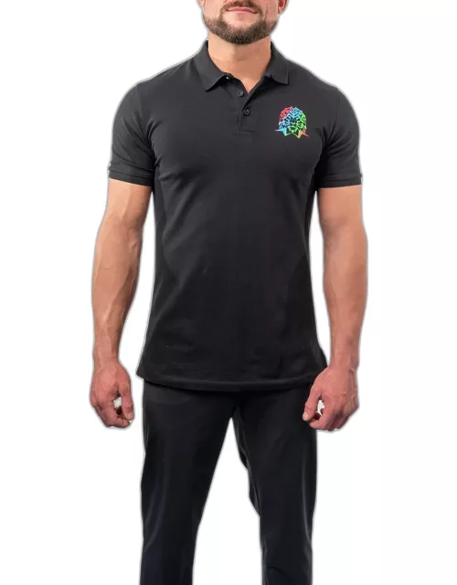 Men's Polo Shirt with Multicolor Logo