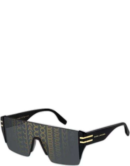 Mirrored Graphic Acetate Shield Sunglasse