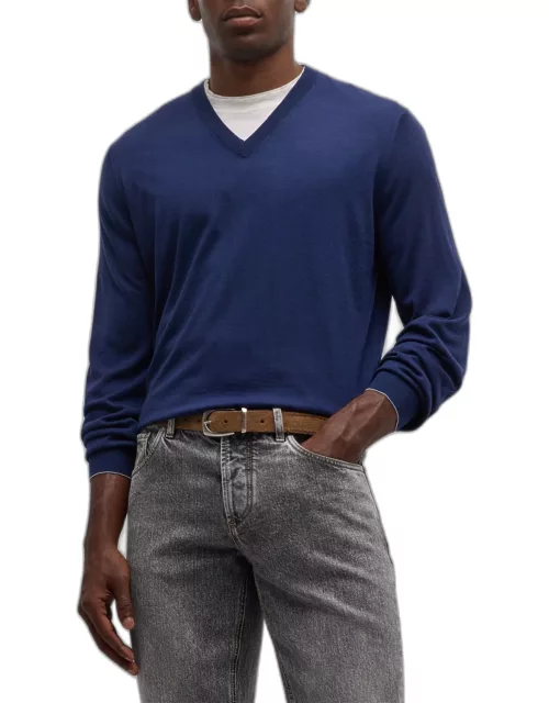 Men's V-Neck Wool-Cashmere Sweater