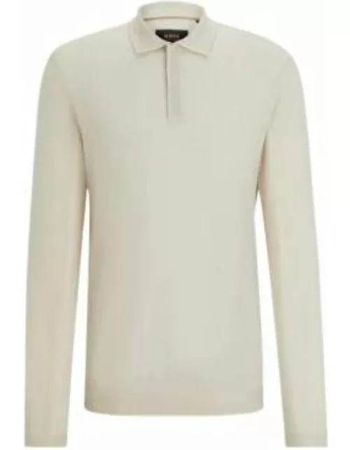Regular-fit polo shirt in cotton and cashmere- Light Beige Men's Polo Shirt