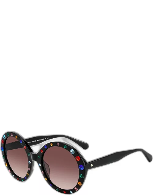 zya embellished acetate round sunglasse