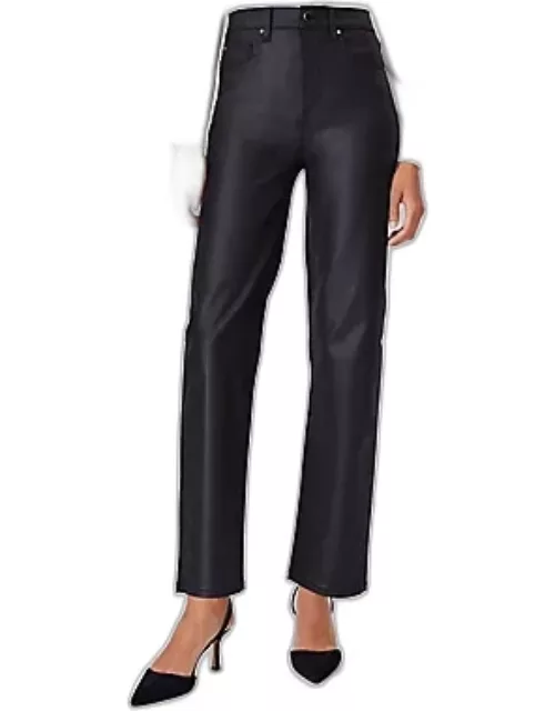 Ann Taylor Coated High Rise Straight Jeans in Black