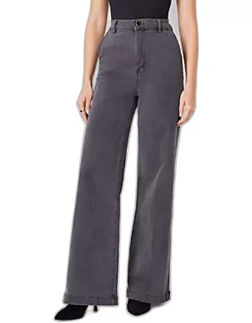Ann Taylor High Rise Trouser Jeans in Pure Grey Wash