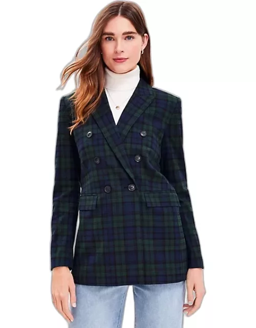 Loft Plaid Brushed Flannel Double Breasted Blazer