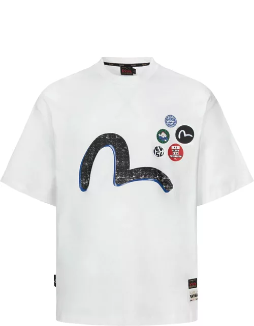 Multi Logo and Slogan Misty Print Relax Fit T-shirt