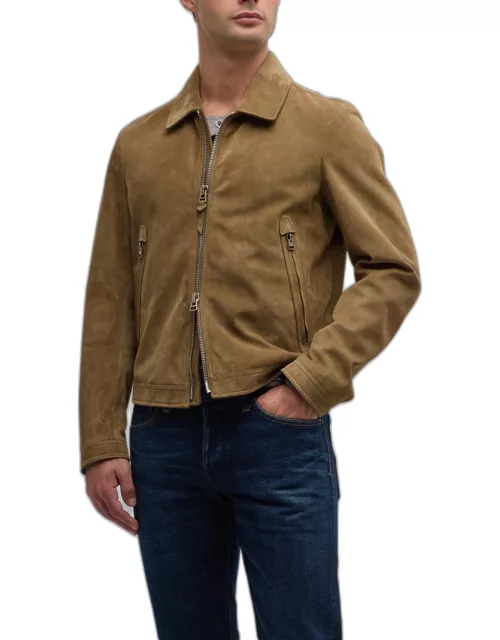 Men's Full-Zip Suede Blouson Jacket