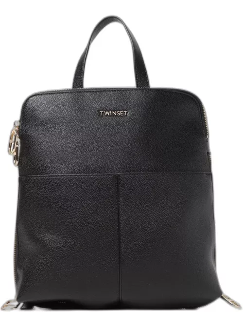 Twinset backpack in grained synthetic leather with logo