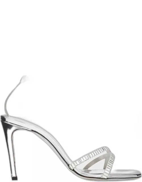 Metallic Rhinestone Crisscross Stiletto Sandal