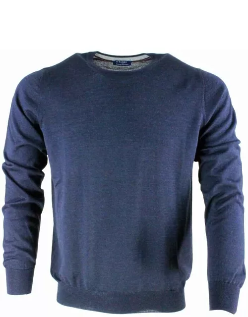 Barba Napoli Light Long-sleeved Crewneck Sweater In Wool And Silk