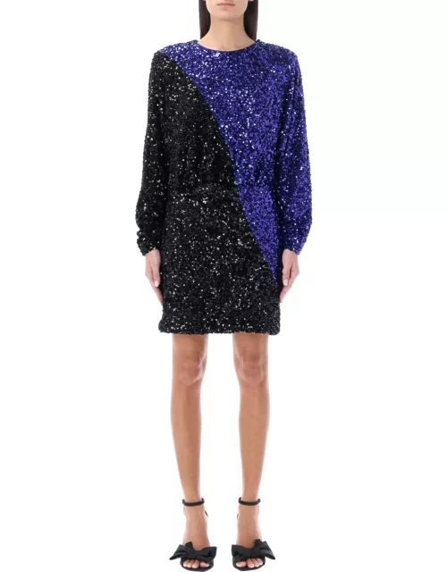 Rotate by Birger Christensen Sequin Two-tone Mini Dres