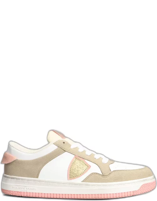 Philippe Model Lyon Sneakers In White Suede And Leather