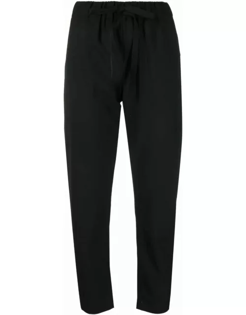 SEMICOUTURE Black Virgin Wool Cropped Trouser