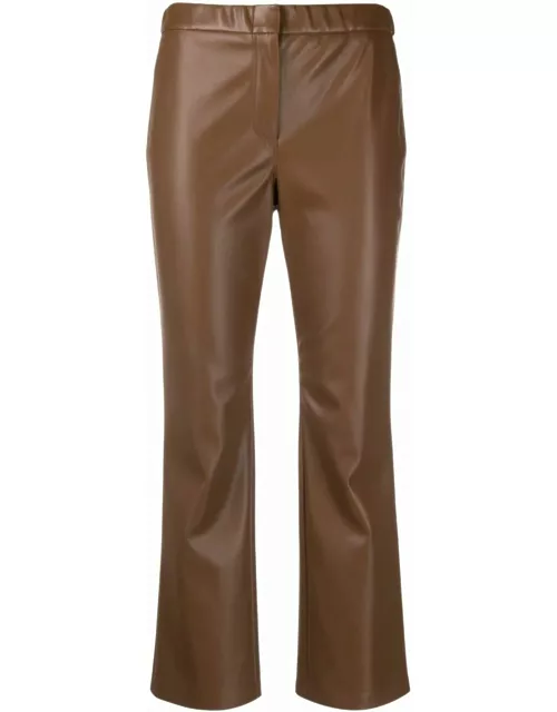 SEMICOUTURE Camel Brown Faux Leather Trouser