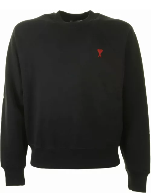 Ami Alexandre Mattiussi Black Crewneck Sweatshirt With Logo
