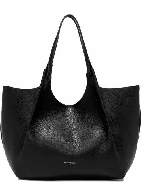 Gianni Chiarini Large Dua Bag In Black Bubble Leather