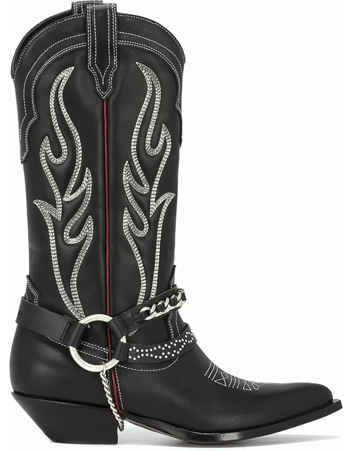 Sonora Santa Fe Texan Boot In Cowboy Style With Leather Chain