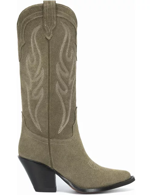 Sonora Santa Fe Cowboy Style Texan Boot In Embroidered Suede