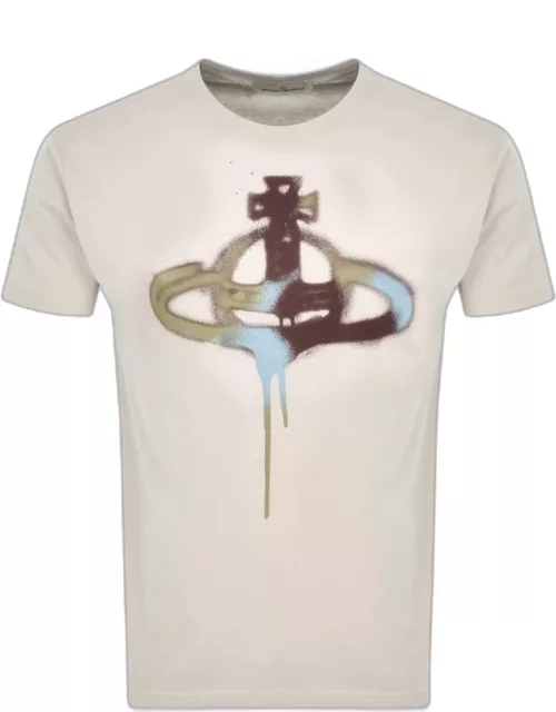 Vivienne Westwood Spray Orb Logo T Shirt Beige
