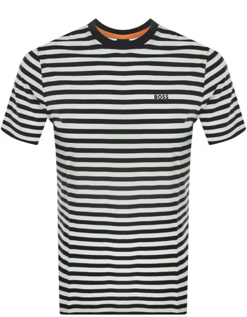BOSS Tales Stripe Logo T Shirt White