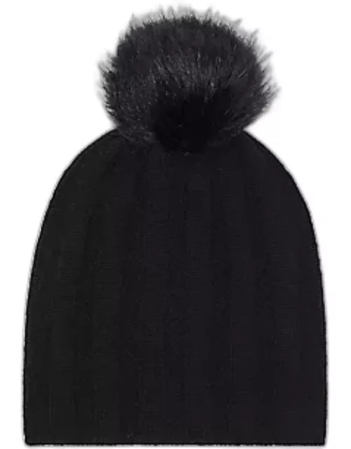 Ann Taylor Faux Fur Pom Pom Cashmere Hat