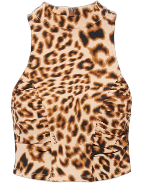 ROTATE leopard print jersey crop top