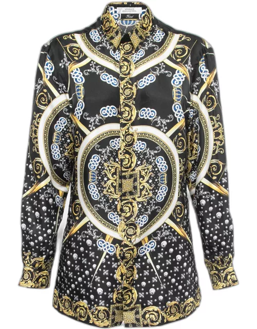 Versace Collection Black Baroque Printed Silk Twill Shirt