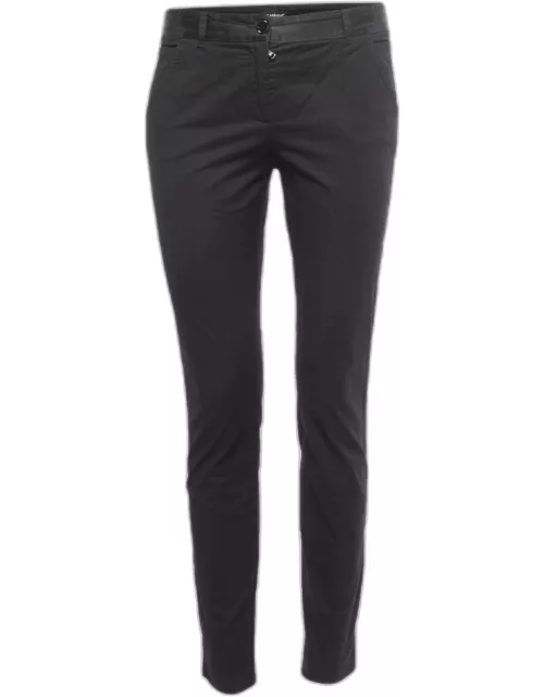 Dolce & Gabbana Black Cotton Zip Hem Detail Pants