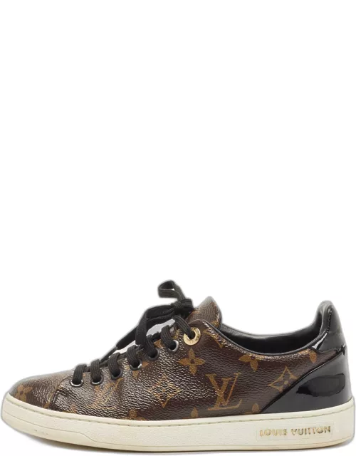 Louis Vuitton Brown/Black Monogram Canvas and Patent Leather Frontrow Sneaker
