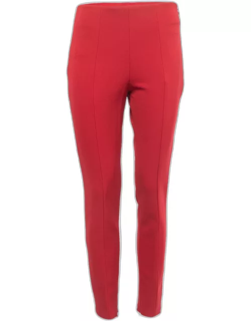 Prada Red Stretch Knit Tapered Leg Trousers