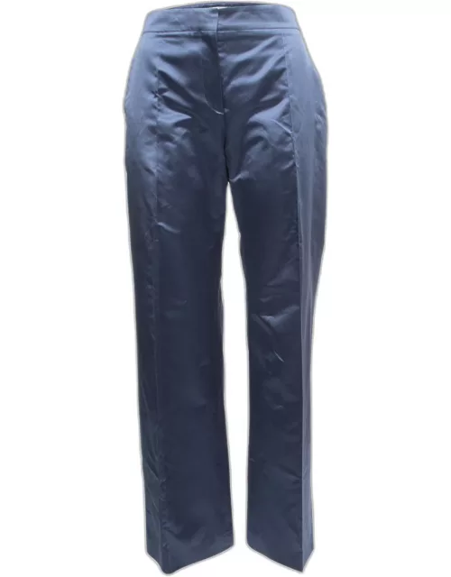 Valentino Blue Silk Straight Leg Pants