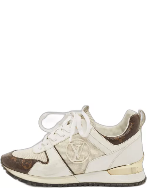 Louis Vuitton White Leather Mesh and Monogram Canvas Run Away Sneaker