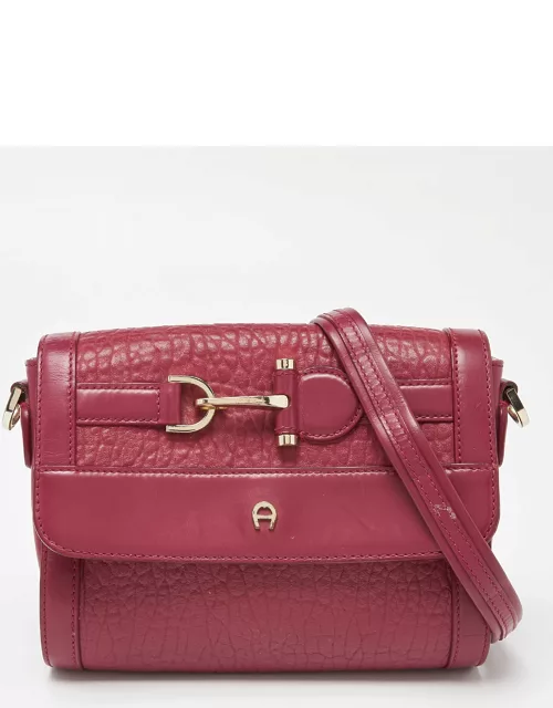 Aigner Pink Leather Flap Shoulder Bag