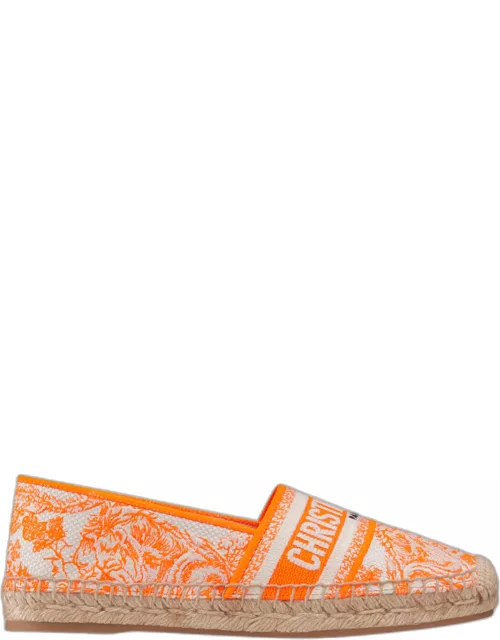 DIOR Bright Orange Toile de Jouy Embroidered Cotton GRANVILLE ESPADRILLE KDB578TJU74