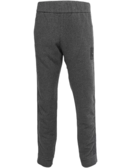 Fendi Grey Cashmere Blend Logo Strip Detail Pants