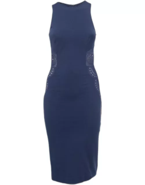 Stella McCartney Navy Blue Jersey Lace Applique Sleeveless Sheath Dress
