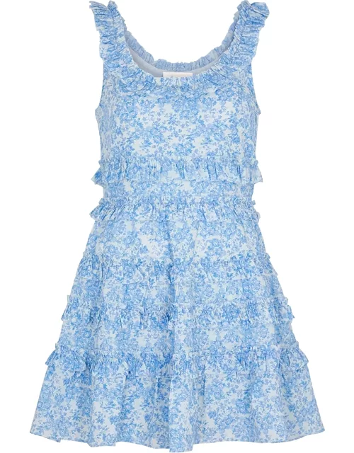 LoveShackFancy Pippy Floral-print Cotton Mini Dress - Blue