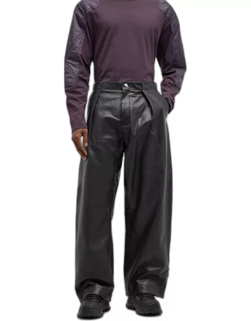 Men's Pleated Leather Pant