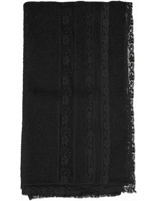 Ermanno Scervino Black Scarf With Geometric Lace