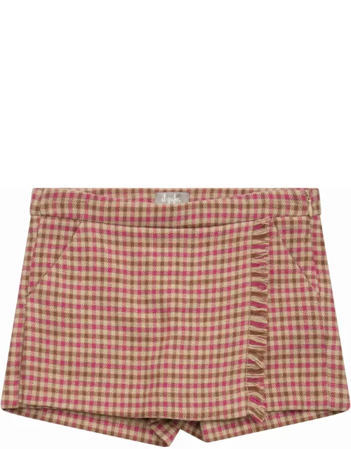 Il Gufo Plaid Print Trouser Skirt