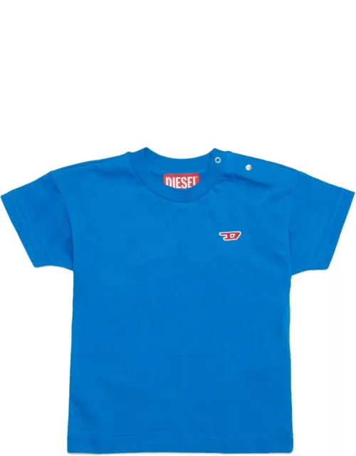 Tbollyb T-shirt Diesel Blue Jersey T-shirt With D Logo Appliqué