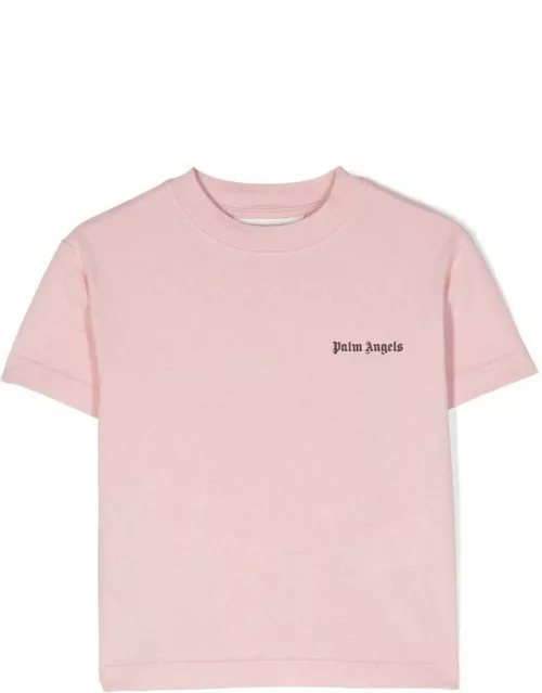Palm Angels T-shirt Rosa In Jersey Di Cotone Bambina