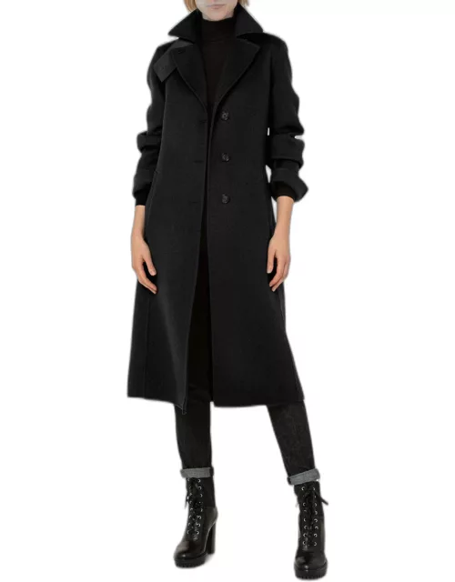 Cashmere Double-Face Coat w/ Leather Strap
