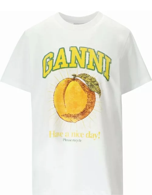 Ganni Relaxed Peach White T-shirt