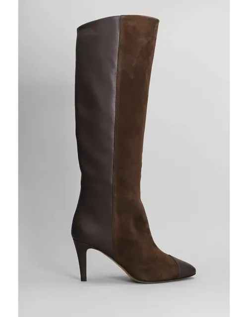 The Seller High Heels Boots In Dark Brown Suede And Leather